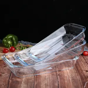 批发椭圆形耐热透明硼硅酸盐玻璃烤盘