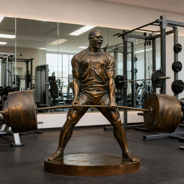 High-end Bronze Strongman Lost Wax Casting Statue for Bodybuilding-Themed Fitness Centers &Gyms-Artistic Weightlifting Sculpture