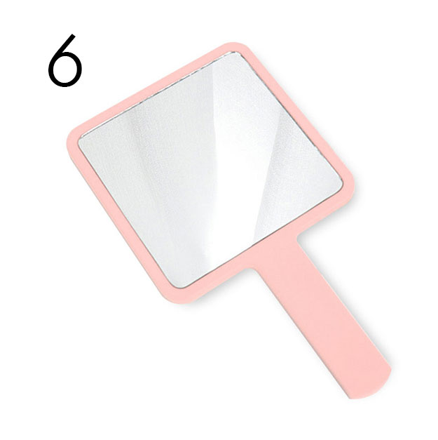 Pink square handheld mirror