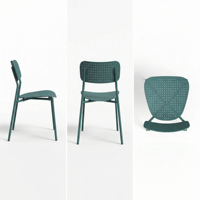 Ensemble de mobilier de bistrot moderne en aluminium pour terrasse, comprenant des chaises empilables et une table, idéal pour la maison ou l'hôtellerie