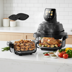 Wholesale Cross-border Energy-Efficient Space-Saving Air Fryer 2025 New Smart Oil-Free Multi-Function Visible Double-Layer Fryer - Product Image 2