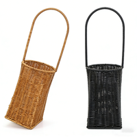 Panier à fleurs en plastique imperméable écologique fait à la main avec poignée, panier de rangement haut pour la décoration de la maison et l'emballage de cadeaux