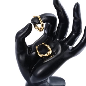 Pendientes de aro gruesos de acero inoxidable para mujer, estilo minimalista, que no se desvanecen, joyería de moda - Product Image 3