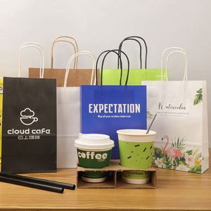 ถุงกระดาษคราฟท์สีน้ำตาลหนา 120 แกรม เคลือบด้าน พิมพ์โลโก้ตามสั่ง สำหรับร้านกาแฟแบรนด์หรู - Product Image 1