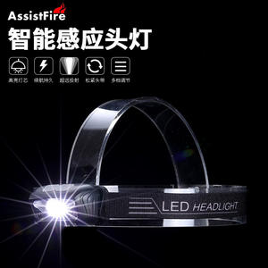 Lampe frontale LED rechargeable Antuke 2000 mAh avec détecteur de mouvement, portable, pour la pêche en extérieur, noire - Product Image 2