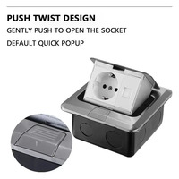 KSQ Enchufe de Suelo Eléctrico Universal Impermeable con Diseño Pop-up, 2 Tomas, Colores Plata y Oro, Caja de Conexión a Tierra para Enchufe UK