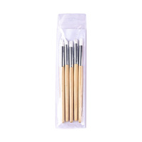 Logo gratuit 5 pièces Nail Art Point Drill Pen Manucure Care Nail Brush Art 5 pinceaux en silicone en bois Nail Dotting Brush Pen