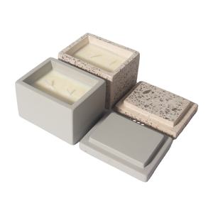 Bougies rectangulaires en béton avec <span class=keywords><strong>couvercle</strong></span> en béton pour la décoration intérieure, conteneur de bougies, vente en gros en usine en Chine - Product Image 1