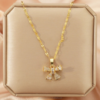 Chaîne en acier inoxydable pour femmes avec pendentifs en pierres précieuses Colliers Trendy Summer Waterproof Accessories on Neck Fashion Jewelry Gifts