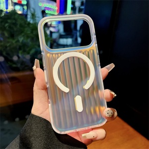Corrugated Frosted Aurora Shockproof Magnetic Phone Case Cover for iPhone 17 Pro Max 13 14 15 16 Air High End <b>Wireless</b> Charging - Product Image 5