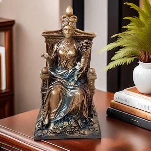 Esculturas Decorativas para el Hogar al por Mayor, Estatua de Resina y Cobre de la Diosa Griega de la Riqueza, Figura de la Dama de la Fortuna, Regalos para Oficina y Estudio - Product Image 2