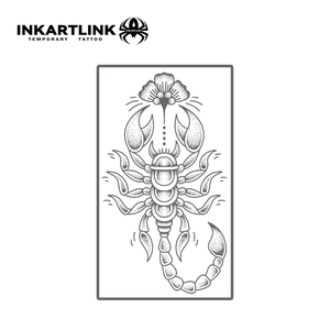 INKARTLINK Pegatina de tatuaje de escorpión, arte de puntos, floral, estilo streetwear, animal del desierto, herbario, 15 días, arte corporal, suministros a granel - Product Image 4