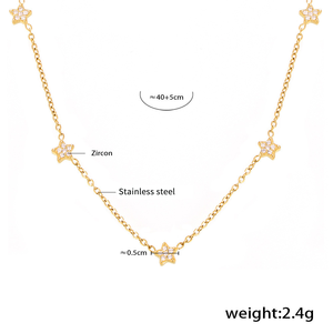 Moda delicada joyería impermeable Pvd chapado en oro de acero inoxidable Cadena de serpiente estrellas colgante capa collares para mujeres - Product Image 2