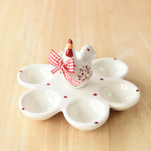 BONWILL เซรามิกจานไข่ลายดอกไม้,ถาดใส่ไข่พร้อมช่องใส่6ช่องสำหรับตกแต่ง - Product Image 2