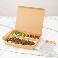 Boîte à emporter en carton personnalisée Boîte à lunch jetable écologique en papier à 3 compartiments pour aliments