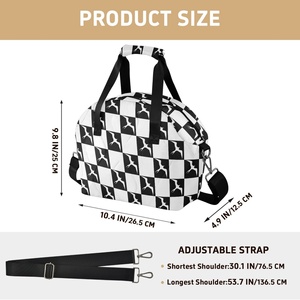 Sac isotherme matelassé noir et blanc à motif damier pour aliments chauds/froids, sac isotherme Iwa Birds avec bandoulière amovible - Product Image 3