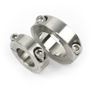 Collares de eje de dos piezas de acero inoxidable y aluminio, anodizados en óxido negro, lisos, de sujeción, tipo dividido, 5/16" - Product Image 2