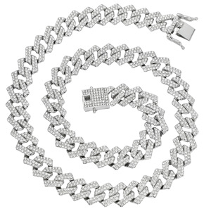 Cadena Cubana Completa de 15 mm para Hombre, Doble Fila, Cuatro Lados, Estilo Hip-hop, Venta al por Mayor del Fabricante, Collar Tanjing - Product Image 3