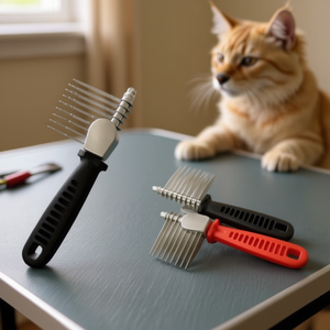 Peigne démêlant à poignée en D pour animaux de compagnie, outil de toilettage pour animaux de compagnie en acier inoxydable de 6 cm - Product Image 3