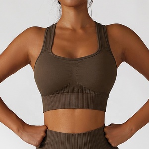 Soutien-gorge de <span class=keywords><strong>sport</strong></span> sans couture pour femmes, nouveau style, rembourré, solide, col rond, dos nageur, solide, <span class=keywords><strong>sport</strong></span> - Product Image 5