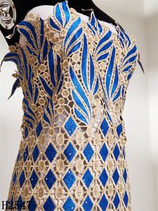 Tela de encaje de <span class=keywords><strong>guipur</strong></span> <span class=keywords><strong>con</strong></span> <span class=keywords><strong>piedras</strong></span> Multicolor, tela de encaje <span class=keywords><strong>bordado</strong></span> nigeriano, venta al por mayor, 2547 - Product Image 6