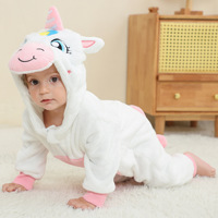 Combinaison en flanelle pour bébé, motif animal, automne-hiver, à capuche, avec fermeture éclair, pour garçon