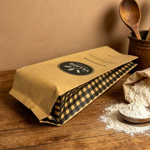 Custom Kraft Paper Gusset Side <b>Bag</b> Food Grade Greaseproof brownie pouch for Baguette <b>Bread</b> <b>Bread</b> Flour Packaging - Product Image 2
