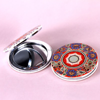 Cadeaux promotionnels publicitaires en cuir PU personnalisables - Miroirs cosmétiques pliables à motifs de dessins animés avec des fonctionnalités personnalisées