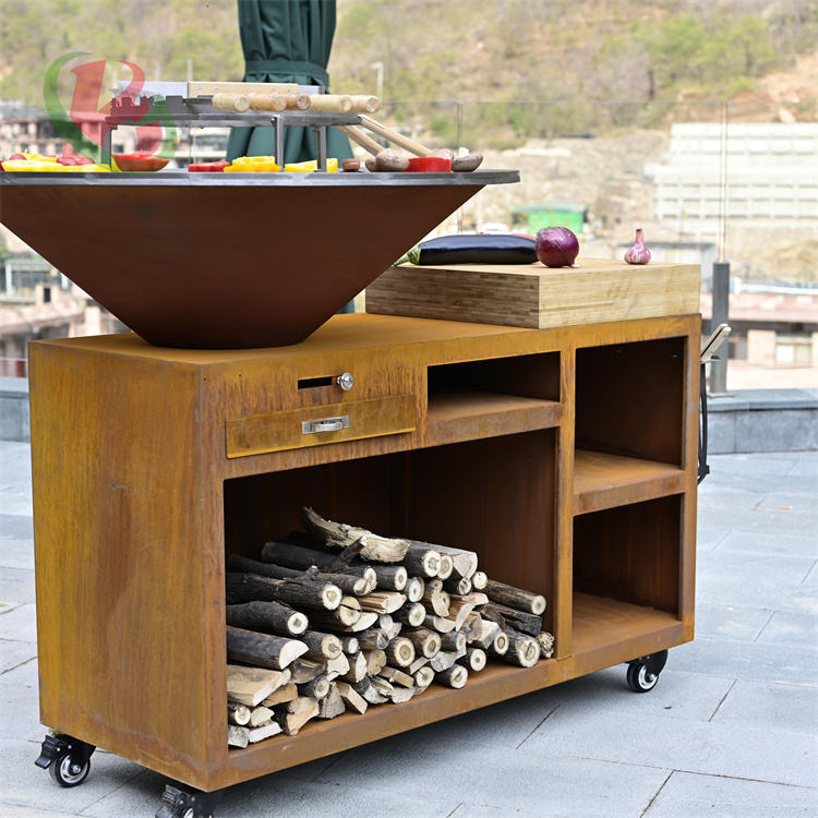 Modern Rusty Corten Steel Portable Outdoor Charcoal BBQ Grill for Home ...