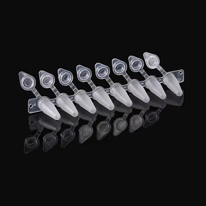 Лабораторное использование микротрубки 0,1 мл PCR 8-полосные прозрачные белые матовые пробирки с прикрепленным колпачком - Product Image 2