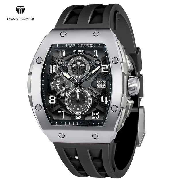 New Arrival Top Brand Luxury Business Fashion Quartz Wristwatch Tonneau Stainless Steel Band Water Resistant Chronograph for Men