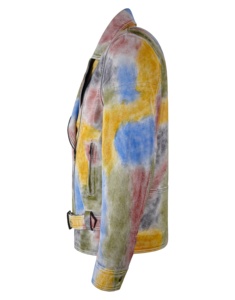 Veste pour homme en cuir Nappa ciré blanc multicolore 100% authentique, finition effet flamme, fermeture éclair YKK, étiquette privée OEM/ODM - Product Image 3