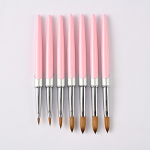 Pincel de aluminio para uñas Kolinsky, herramientas de manicura, pincel para uñas, <span class=keywords><strong>rosa</strong></span>, nuevo - Product Image 2