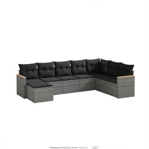 Modular Grey Pe Rattan Garden <b>Sofa</b> <b>Set</b> Outdoor Furniture Contemporary Design High Density Foam Cushions - Product Image 1