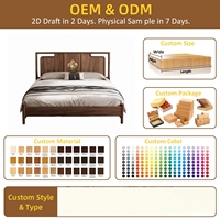 Nouveau lit double en noyer noir d'Amérique du Nord de style chinois, lit de mariage en bois massif de style hôtelier pour chambre principale, style Dynastie Song