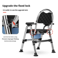 Fauteuil pliant contemporain en acier inoxydable avec coussinets souples, réglable en hauteur, capacité de charge de 400 lb, revêtement poudré, pour personnes à mobilité réduite