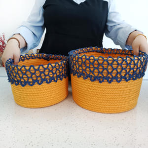 Petits paniers tissés à linge Panier rond <span class=keywords><strong>en</strong></span> corde de coton Petits paniers de rangement pour l'organisation des bacs Bébé Jouet Clés Cadeaux - Product Image 1