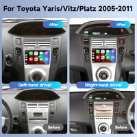 Hikity Qualcomm 8Core 7 ''Autoradio pour Toyota Yaris/Vitz/Platz 2005-2011 4 + 64 sans fil Carplay Android Auto WiFi 4G Ventilateur de refroidissement