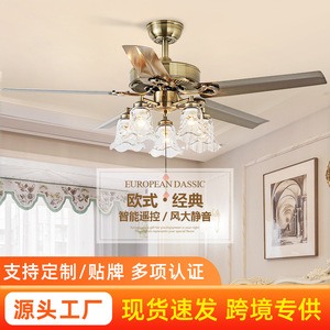 <b>Ceiling</b> <b>Fan</b> Light European Style Iron Blade Fixed Blade Flush Mount LED 220V Living Room Bedroom - Product Image 4