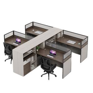 Bureau <span class=keywords><strong>de</strong></span> travail moderne et simple pour employés avec écran <span class=keywords><strong>de</strong></span> séparation et casier intégré - Product Image 5