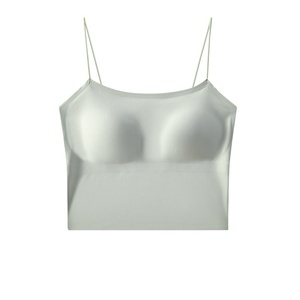 Breathable Solid Color Crop <strong>Cami</strong> <strong>Top</strong> for Women Non Slip Padded <strong>Built</strong> <strong>in</strong> <strong>Bra</strong> Tank <strong>Top</strong> All <strong>in</strong> One <strong>Bra</strong> Camisole - Product Image 1