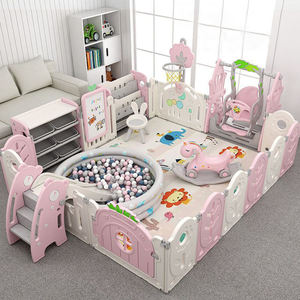 Parc de jeux extérieur pour bébé, clôture de sécurité en plastique pour enfants, parc de jeux pour bébé avec toboggans et balançoires, maternelle - Product Image 4