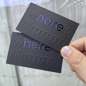 Carta Kraft nera personalizzata UV in rilievo da visita schermo stampato a caldo lucido per uso di auguri di promozione per ufficio - Product Image 1