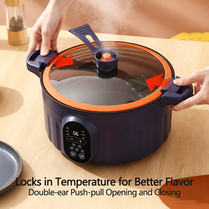 Olla Eléctrica Multifuncional Ciyu Personalizada de 3L 5L, Wok, Cacerola, Olla para Guisos, Olla a Presión Eléctrica Inteligente, Cerámica Antiadherente, Vidrio - Product Image 4