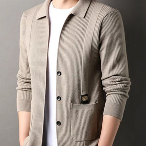 Popular knitted <b>cardigan</b> sweater men's spring and autumn jacquard top - Product Image 1