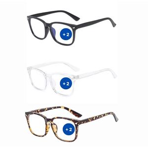 Lunettes de lecture +2.00, lot de 3 avec étui et sangle, montures transparentes noires écaille de tortue, Italie SC ECOMMERCE pour hommes et femmes - Product Image 1