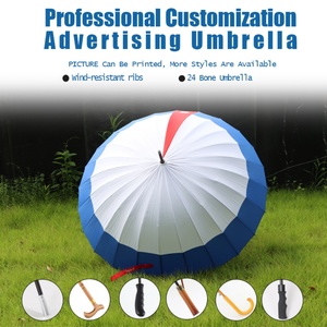 Durable Promotional Business Gifts Windproof Custom Manual Automatic <b>Umbrella</b> with Logo 24 Ribs Straight Metal Frame - Product Image 2