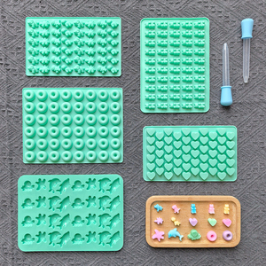 5 pz stampo per caramelle in Silicone (con 2 contagocce) Mini a forma di cuore/ciambella/dinosauro/stampo per biscotti al cioccolato a forma di animale da cartone animato - Product Image 4