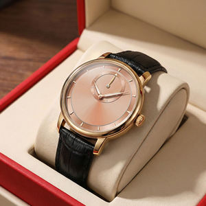 นาฬิกาข้อมือผู้ชายสไตล์มินิมอลสุดหรู ระบบจักรกล หน้าปัดลายแซลมอนแบบเรเดียล ดีไซน์ Wandering Hour ระบบออโตเมติก  โลโก้ปรับแต่งได้ - Product Image 1