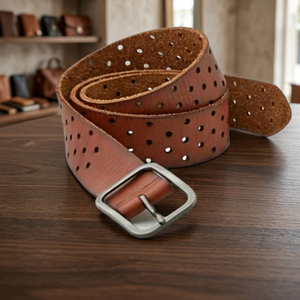 Cinturón de Cuero Vacuno Estilo Vintage con Hebilla de Acero, Ecológico, Transpirable, para Hombre, de Alta Calidad, Impermeable, Diseño Formal - Product Image 1